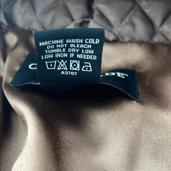 Chic Bronze/Gold Quilted Puffer Coat with Faux Fur Hood - Picture 11 of 11